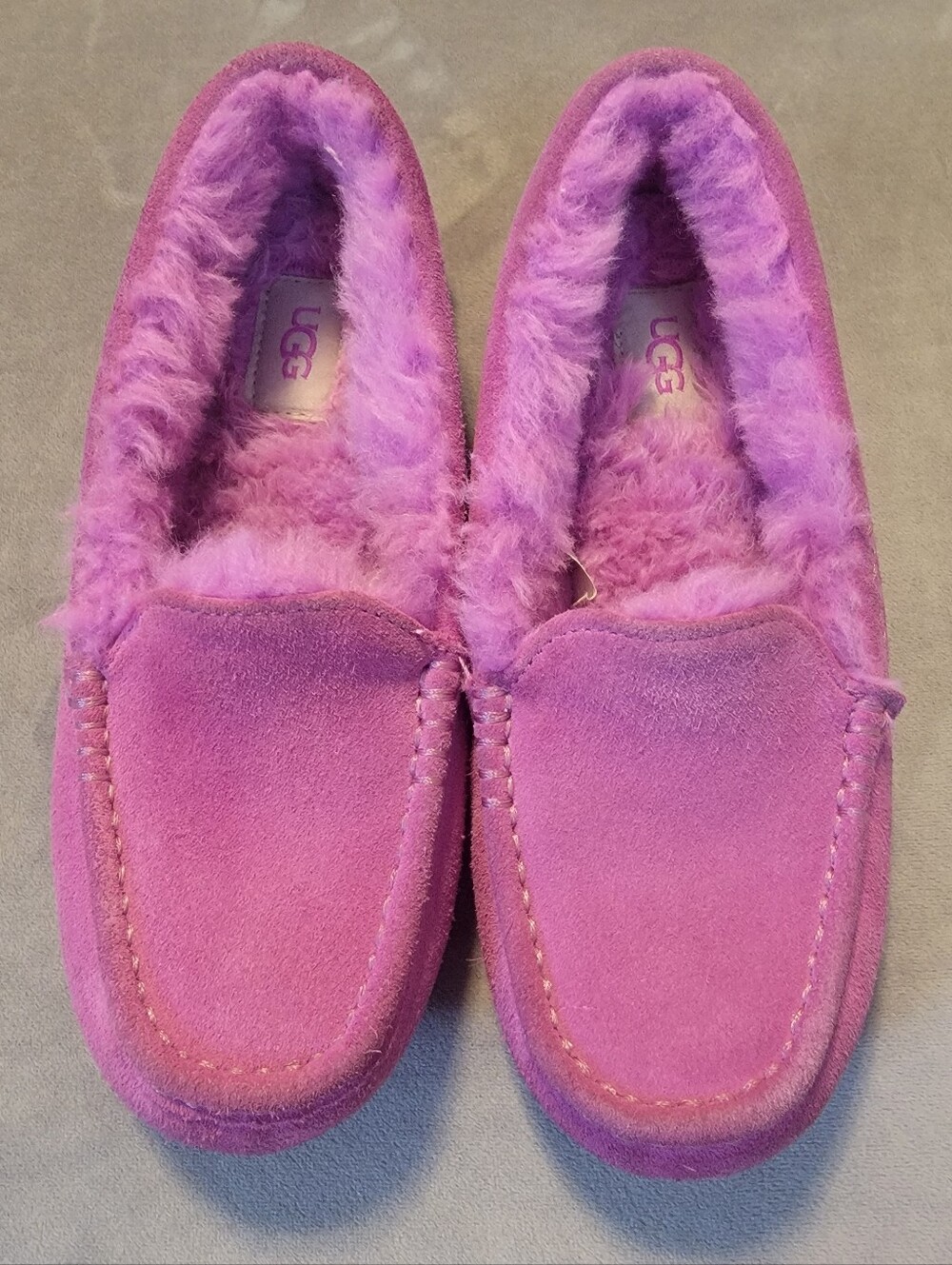 Women’s Size 7 Ugg Australia Ansley Pink Suede Wool Moccasin